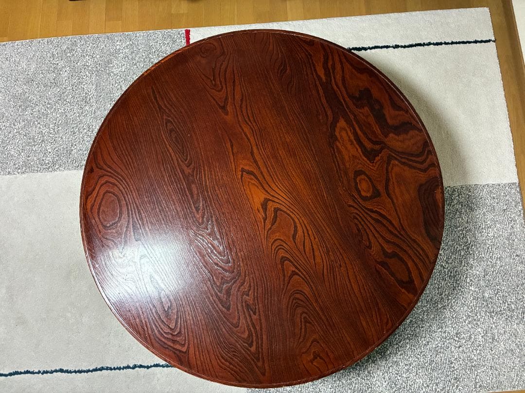 040 座卓・ちゃぶ台 円形/木製/ダークブラウン/古家具