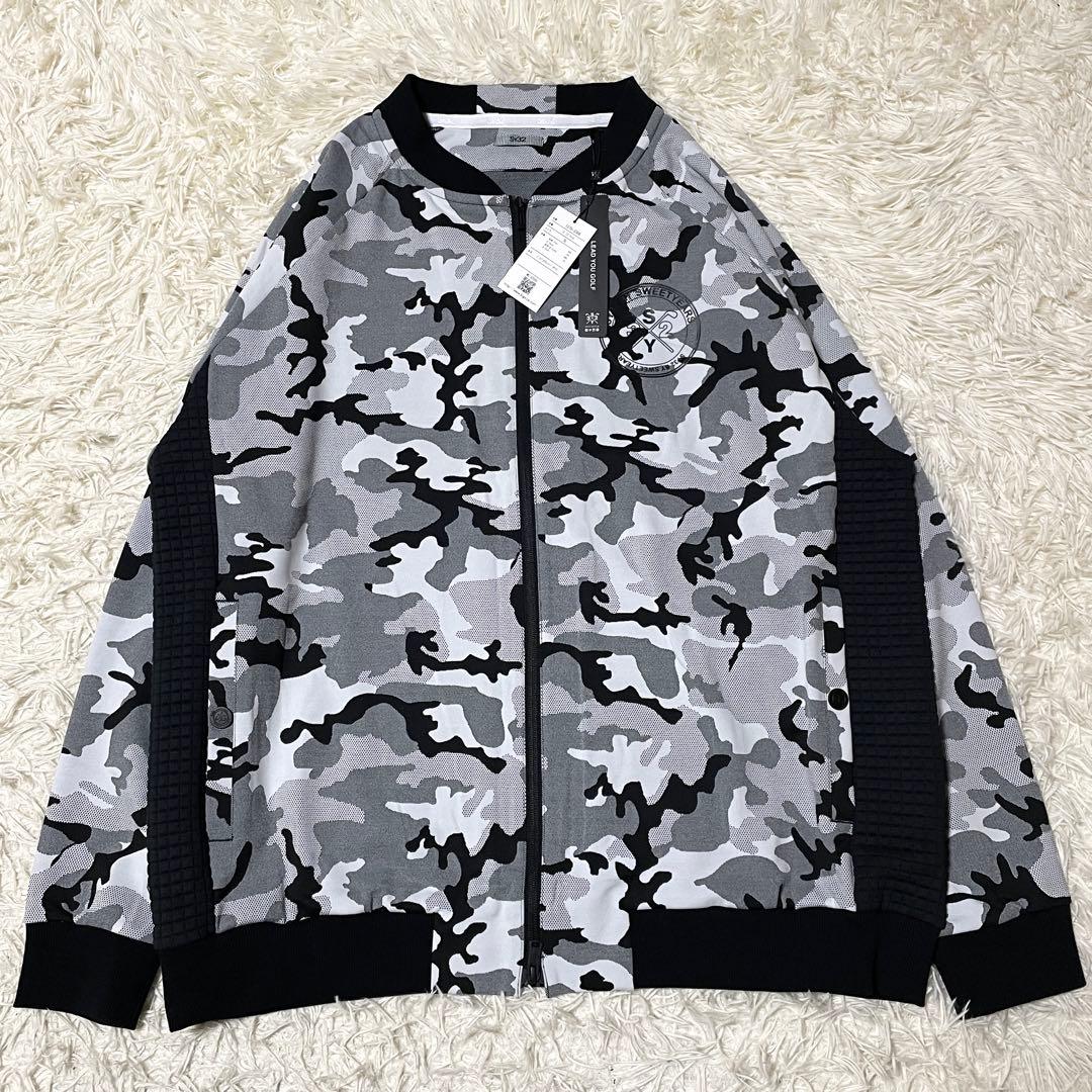 【未使用品】ジップスウェットジャケット ブラック 3L カモフラ ゴルフ
