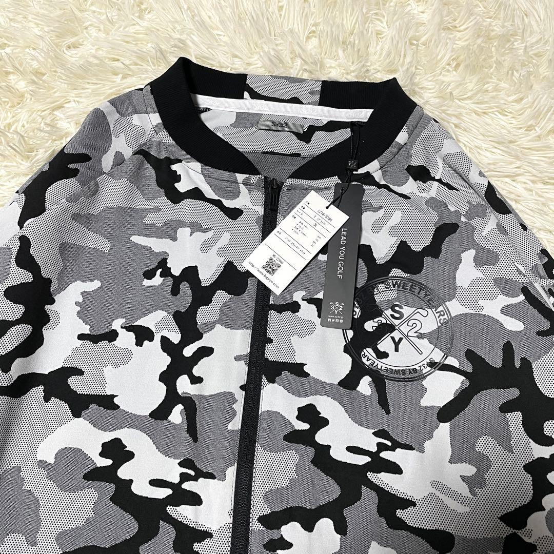 【未使用品】ジップスウェットジャケット ブラック 3L カモフラ ゴルフ