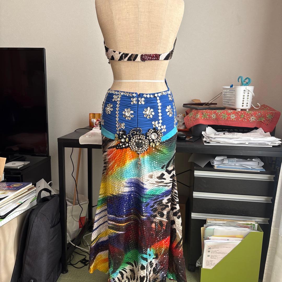 カラフルなレオパード柄ベリーダンスワンピース