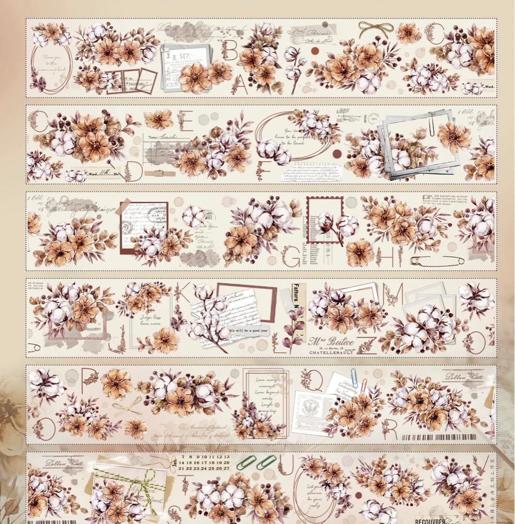 新品マスキングテープ　花マスキングテープお裾分け　切り売り7ループ