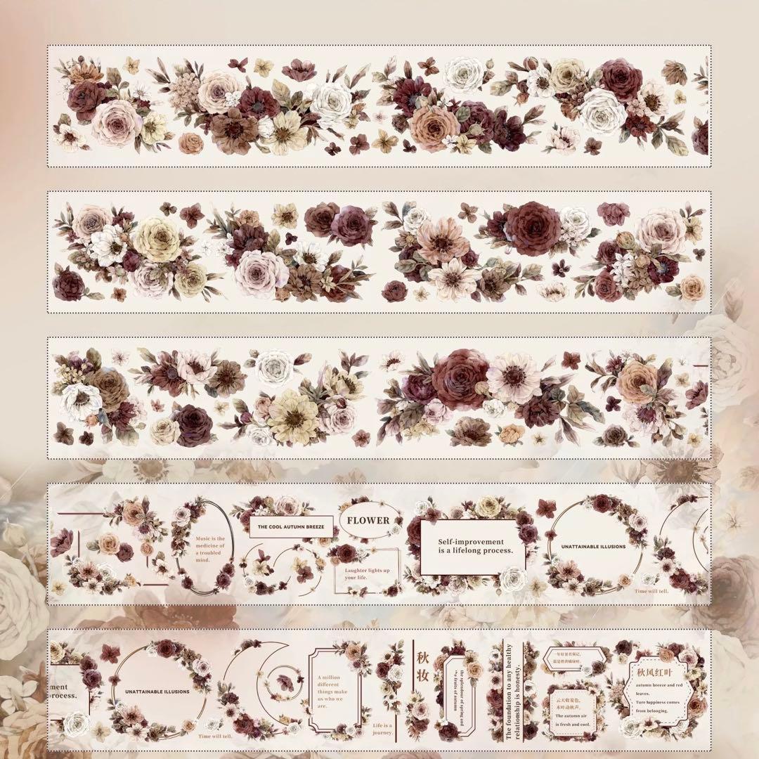 新品マスキングテープ　花マスキングテープお裾分け　切り売り7ループ