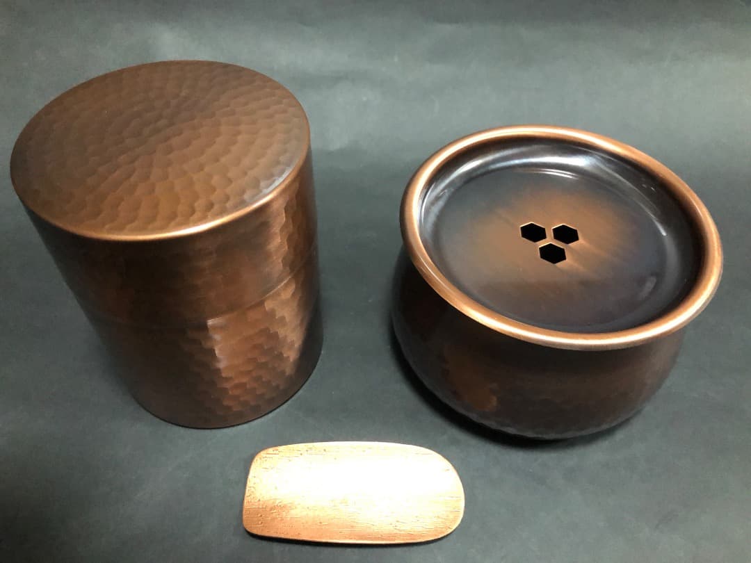 純銅茶器　 玉いぶし急須皿　星寛堂1点　夢お茶の間揃1点　2点セット