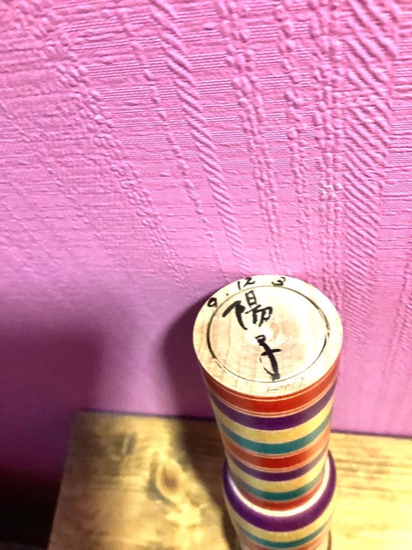 希少　奥瀬陽子工人　轆轤絵柄模様こけし　平成９年作