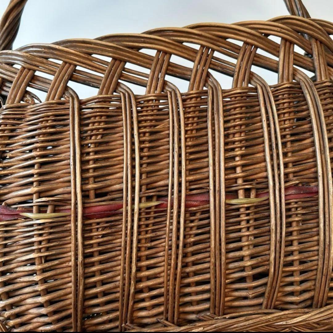 【人気のデザイン】飴色手作りパニエ　フランスアンティーク　バスケット　カゴ