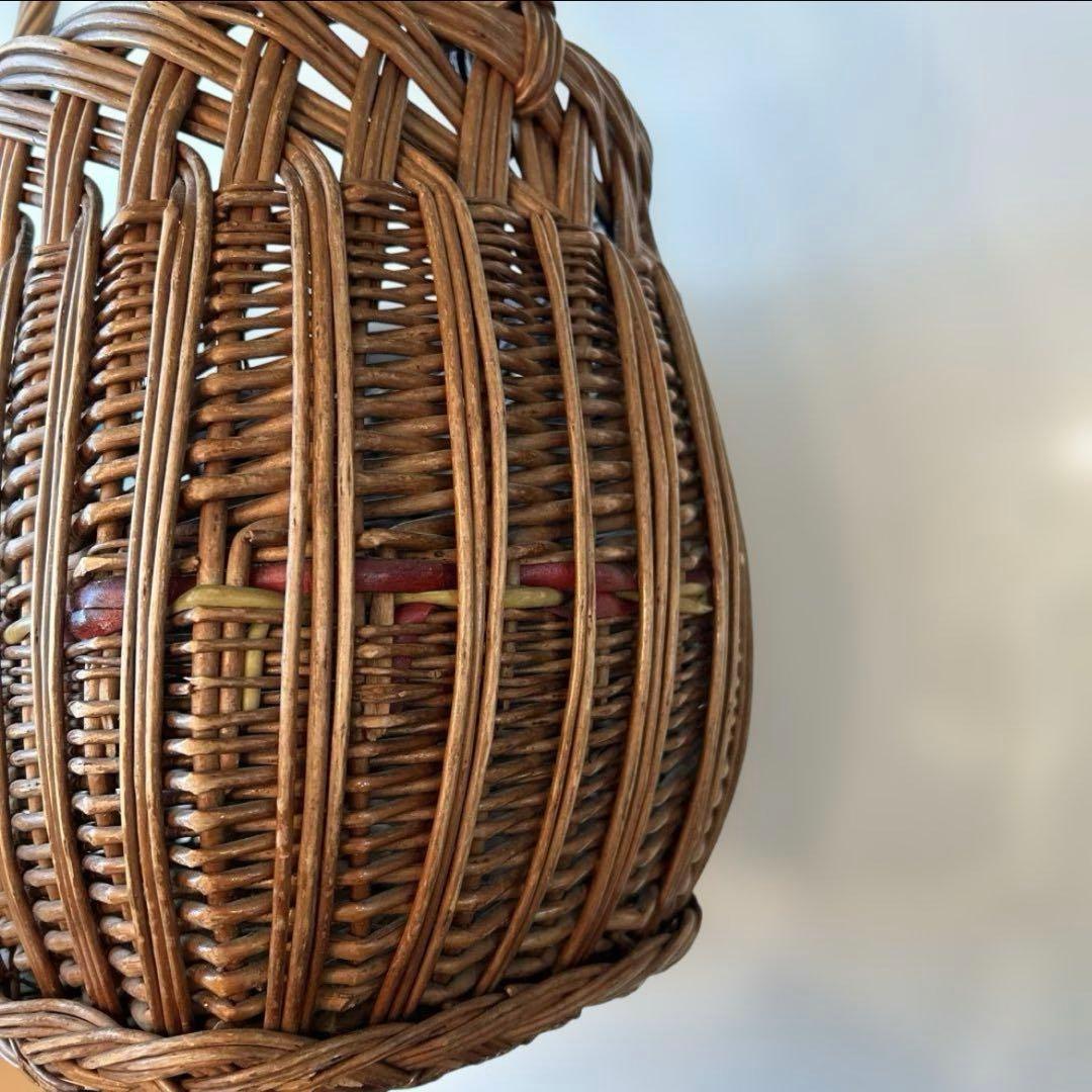 【人気のデザイン】飴色手作りパニエ　フランスアンティーク　バスケット　カゴ