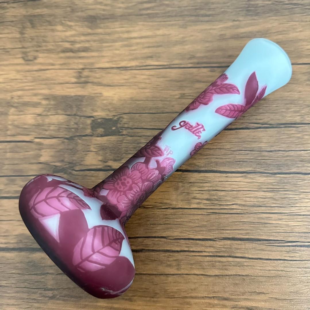 エミールガレ かわいいサイズ 一輪挿し　花瓶　カメオ彫り　被せガラス