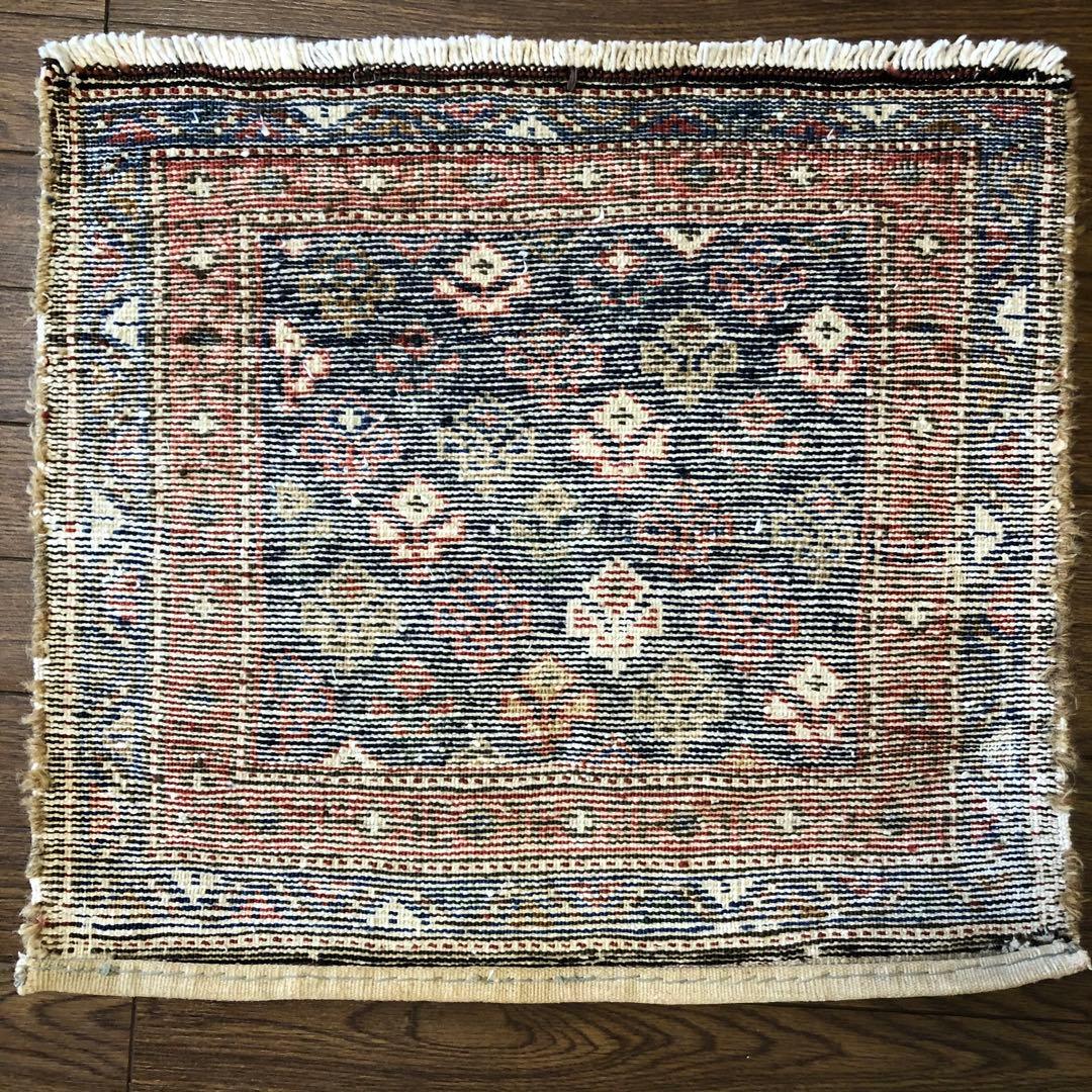 セミアンティーク絨毯 クルド系 植物柄の袋表 手織り トライバルラグ