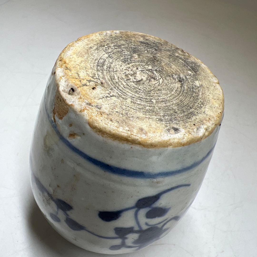 中国明時代　古染付茶入　木箱付　高さ約8㎝　東Y7-1226☆2Fタエサカ