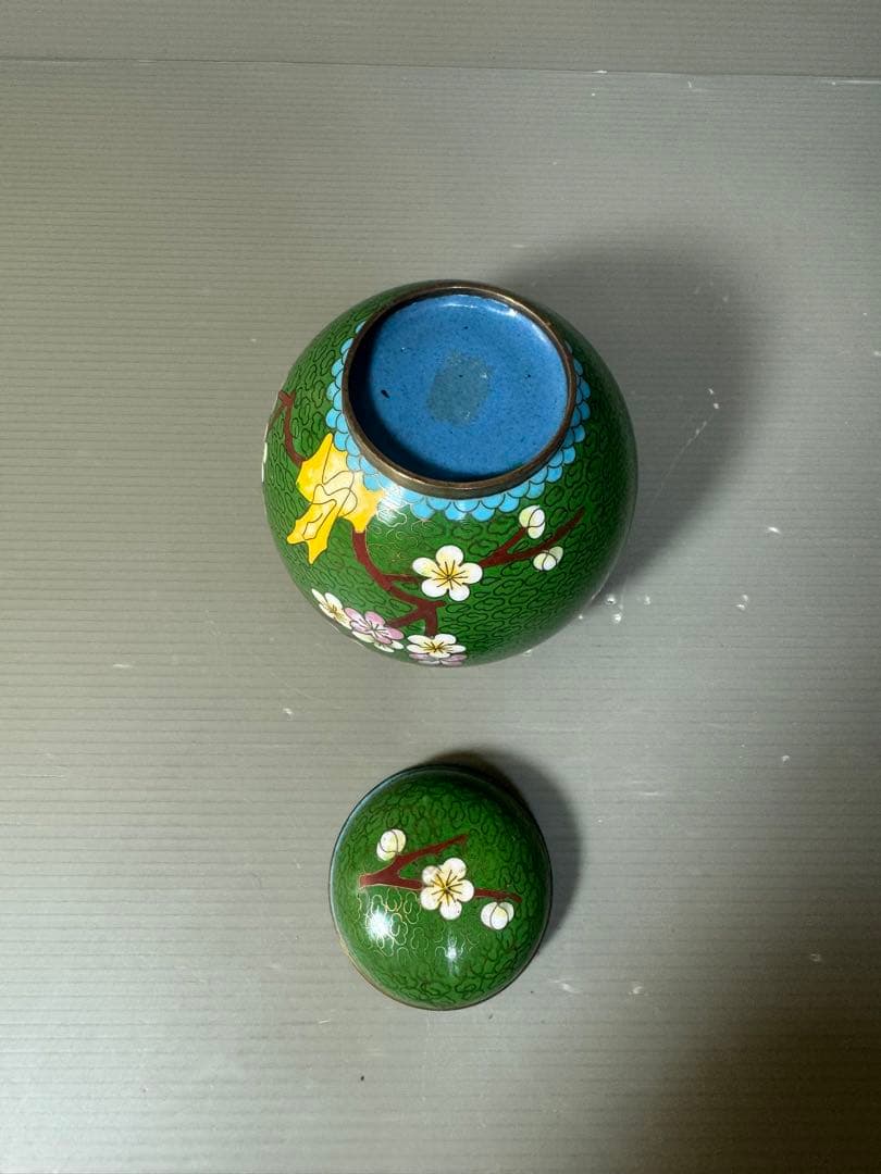 2621 七宝焼 茶入 梅柄 中国美術 小物入