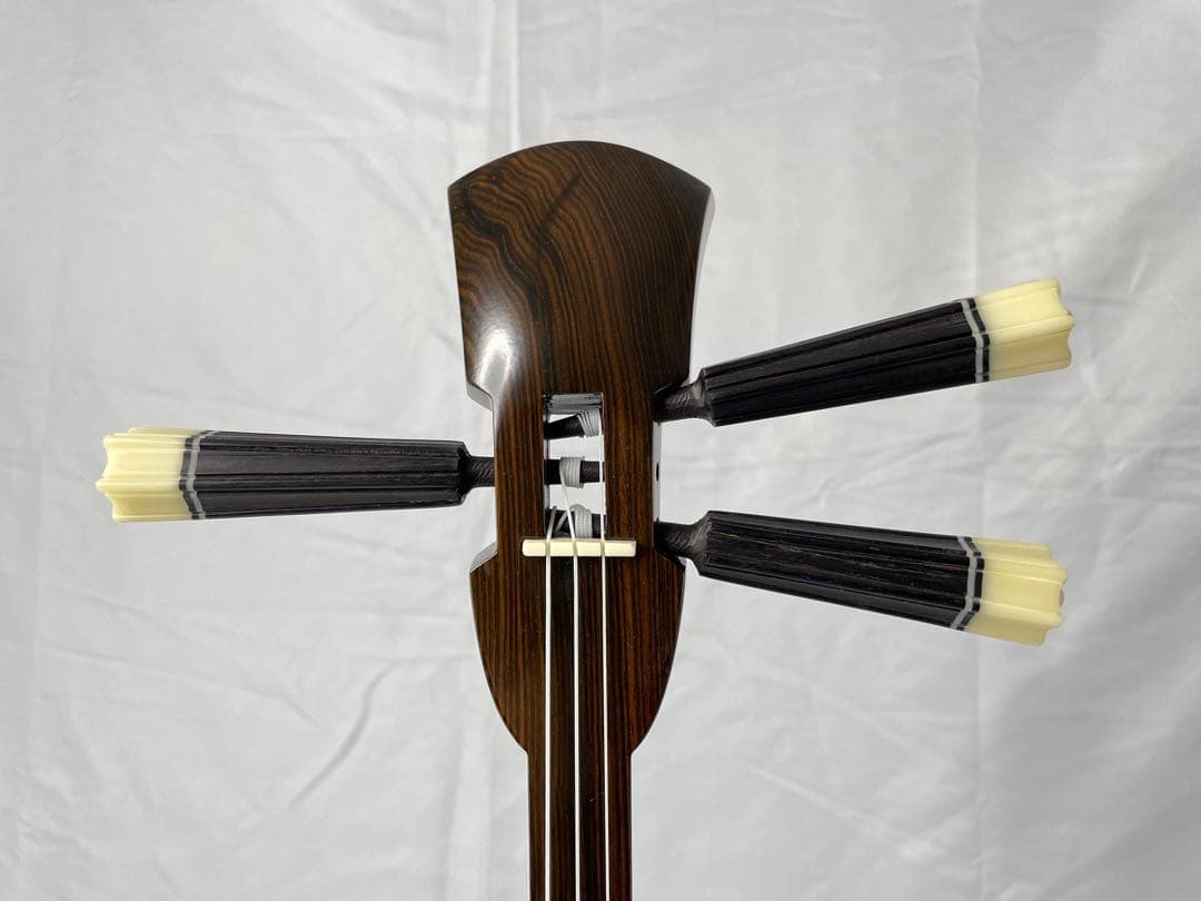 宮古木工芸 縞黒檀/カマゴン　本皮1枚張り三線