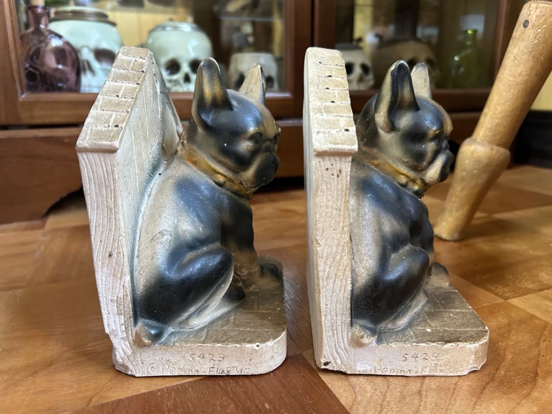 ビンテージ チョークウェア フレンチブルドッグ ブックエンド Bulldog