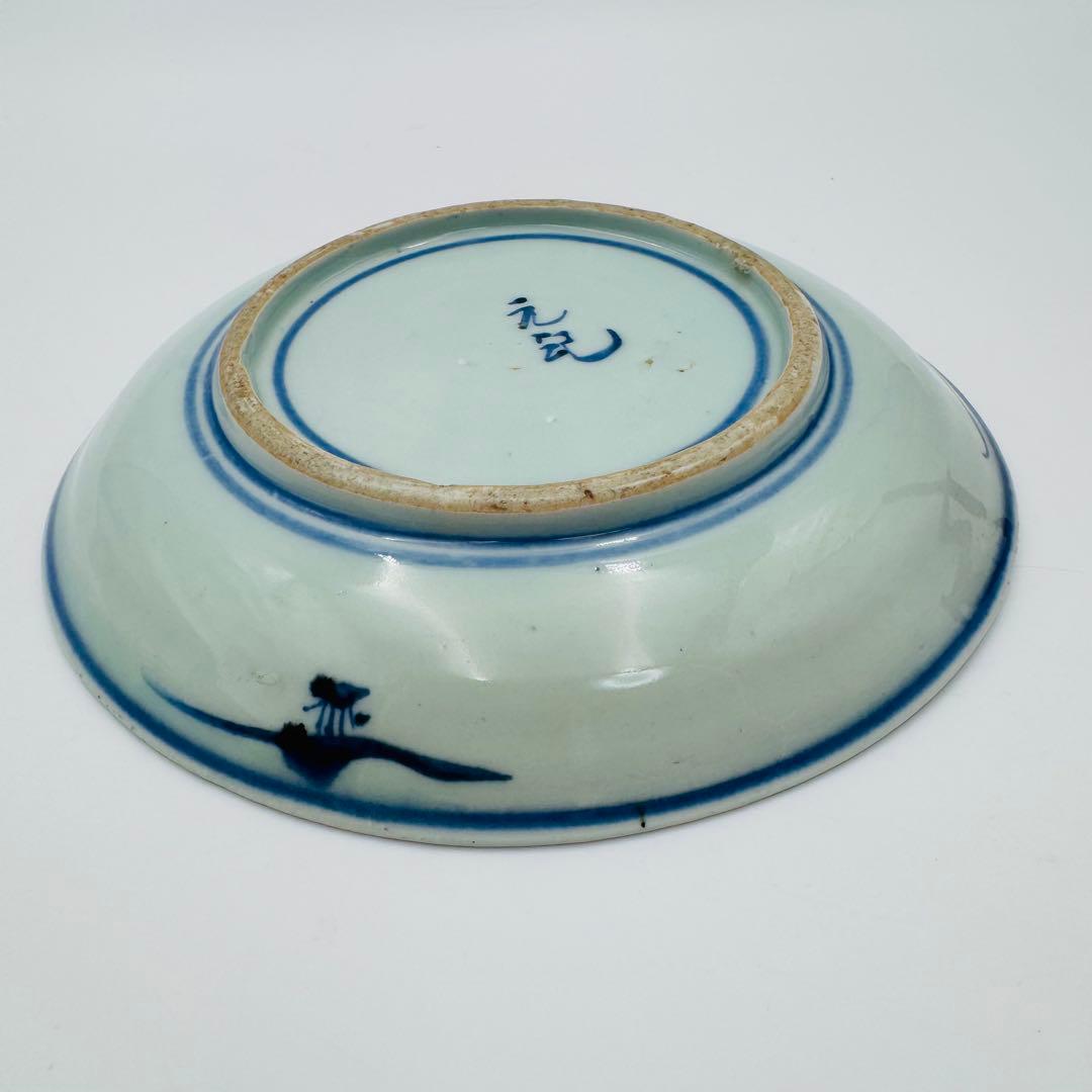 【明治　染付伊万里焼物皿　中皿　5客】時代　骨董　アンティーク