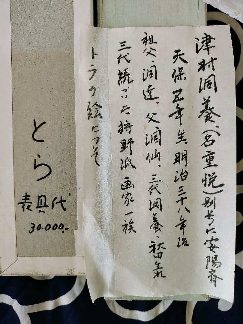 津村洞養（狩野派）掛軸　虎