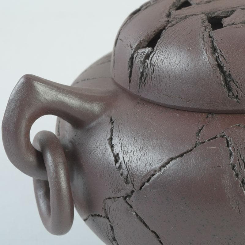 常滑焼　小西洋平作　切練込　香炉　透かし蓋　共箱　V　9623