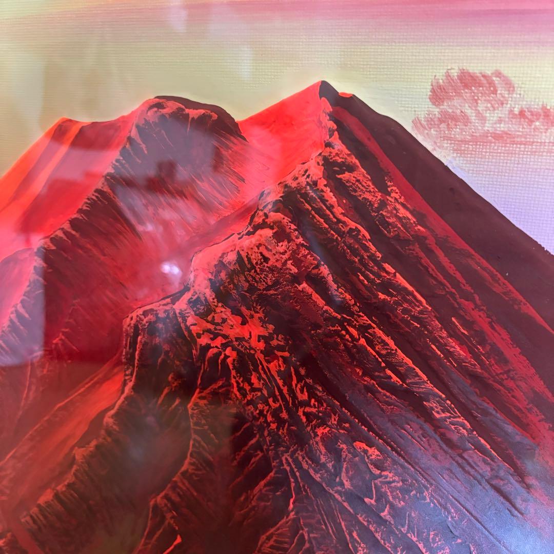 「赤富士」百瀬善明 3D 立体画/風景画/絵画/日本画　富士山　盛り絵　美術品