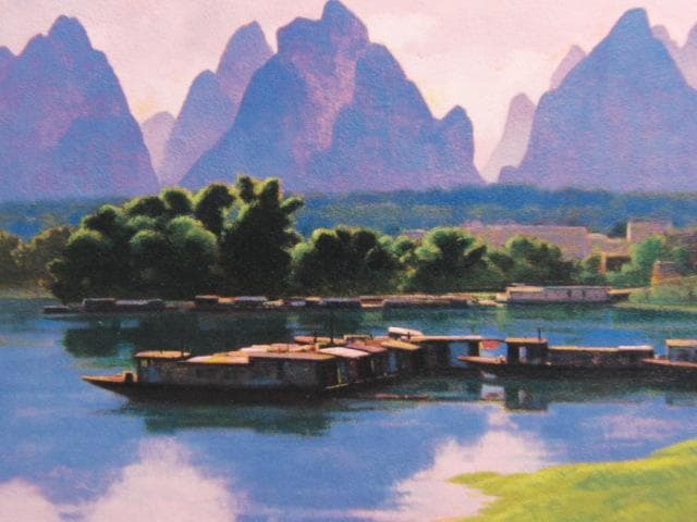 大森祥吾、春の楊堤、希少画集画、新品高級額・額装付、状態良好