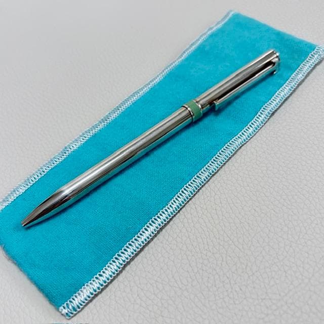 美品★ティファニー シルバー925 純銀製 ボールペン インク無 ブルーの帯！