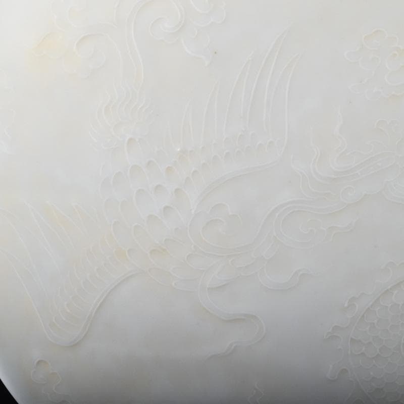 中国　大明宣徳年製　白磁　遊環　雲龍鳳凰文瓶　多口瓶　M　7311A