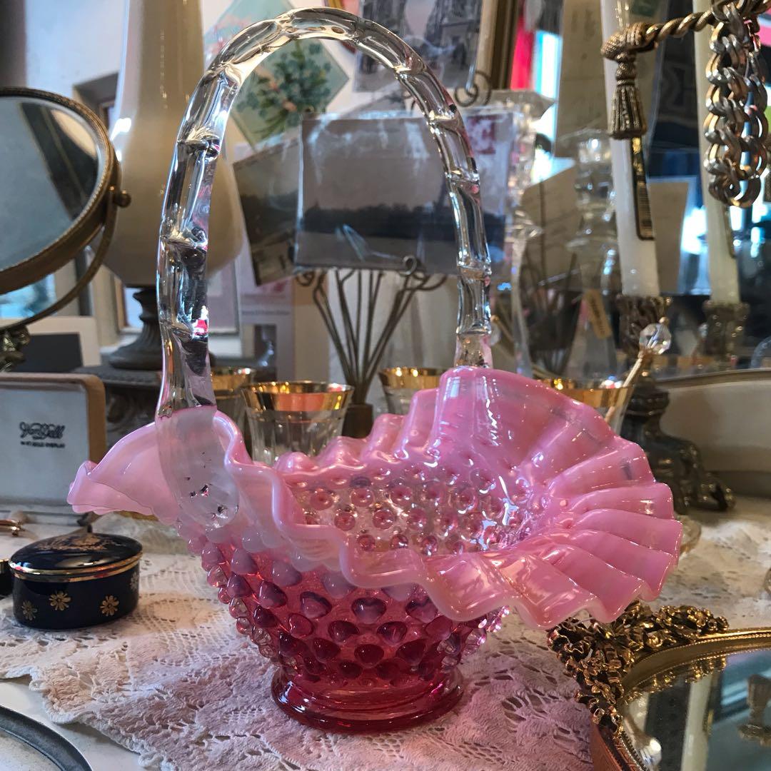 フェントン クランベリーオパールセント アンティークantique USAガラス