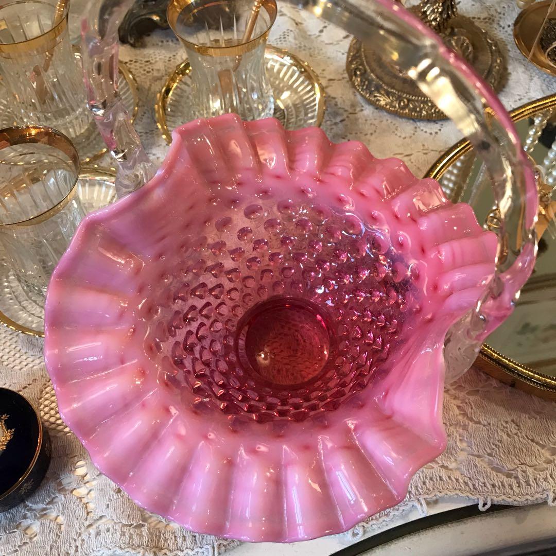 フェントン クランベリーオパールセント アンティークantique USAガラス