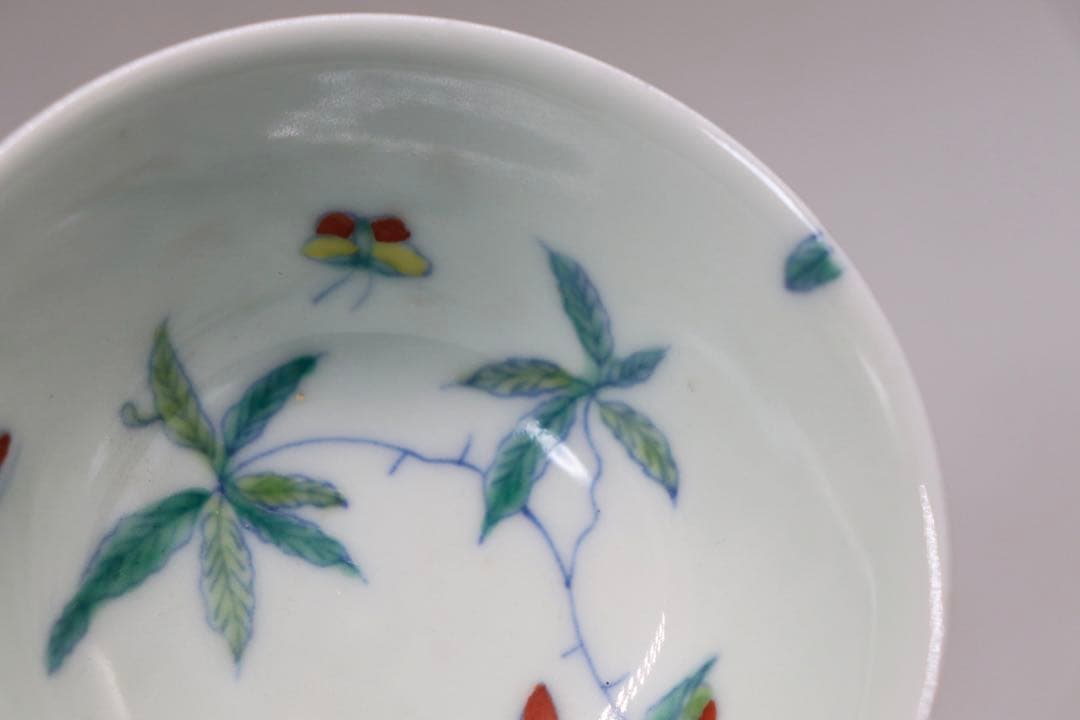 中国　とう彩　花草紋高足杯　大明成化年製銘　送料込み1019