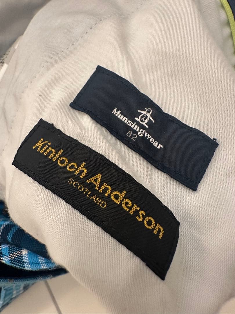 マンシングウェア　Munsingwear　青系　 タータンチェック パンツ