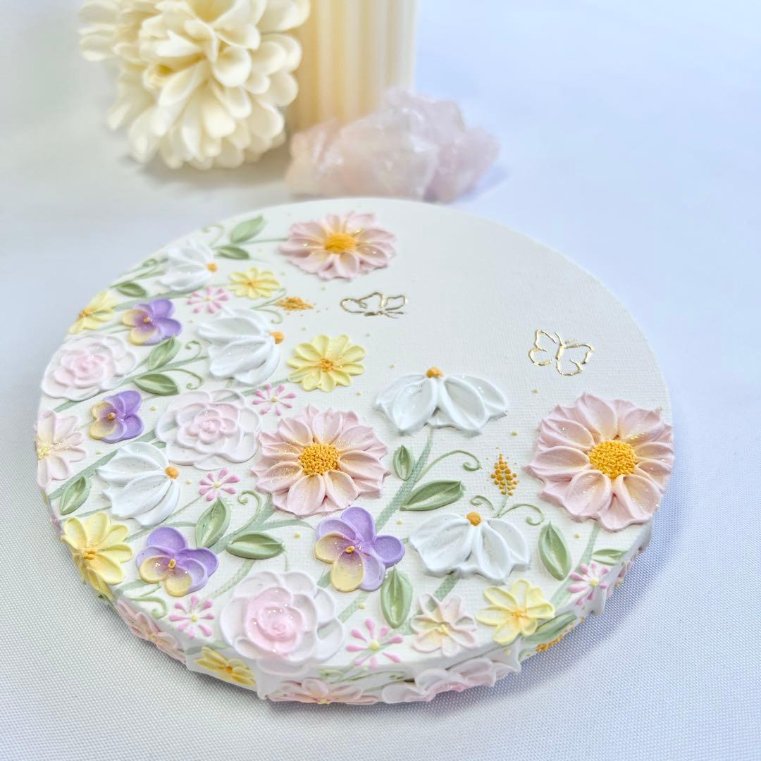 melia テクスチャーアート　絵画　インテリアアート　花　立体　絵　花の絵