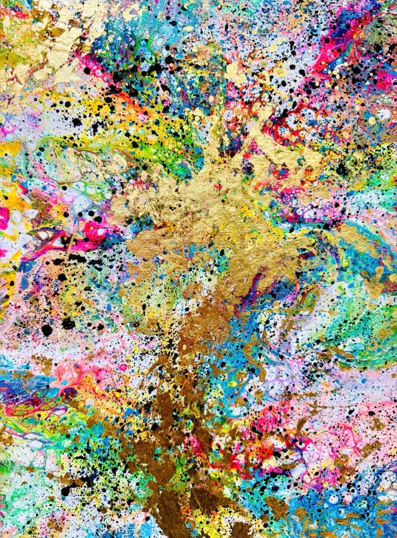 抽象画 原画 金箔 絵画 龍【 龍神幻彩 – Ryujin Gensai – 】