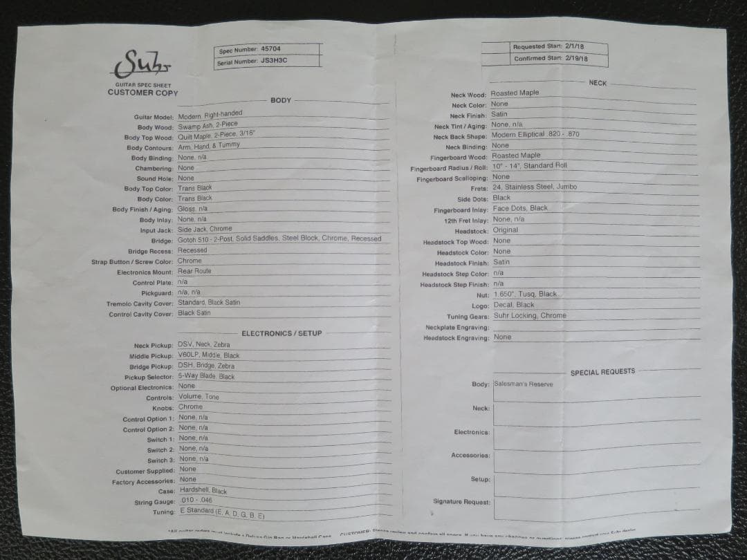 Suhr Modern (Trans Black) 新品同様・ほぼ未使用