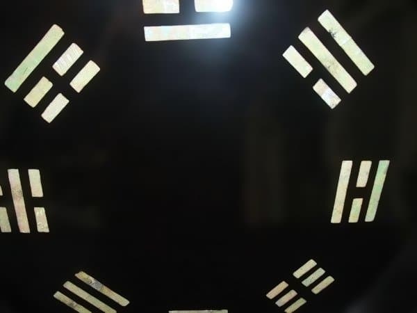 古い 八卦盆 裏千家 青貝 螺鈿 八卦象嵌 39㎝ 本漆器天然木 時代物骨董