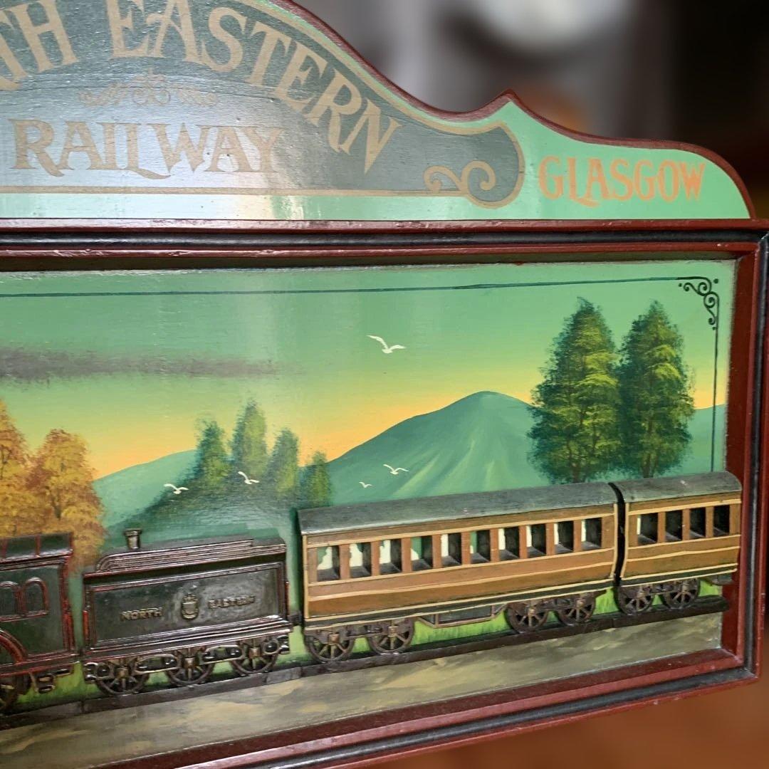 ロンドン・ノースイースタン鉄道 蒸気機関車 立体 看板　風景　アンティーク