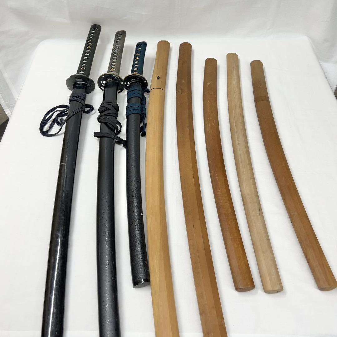 【傷あり】模造刀 8本 まとめ 透かし鍔 樋入り 太刀 脇差 白鞘