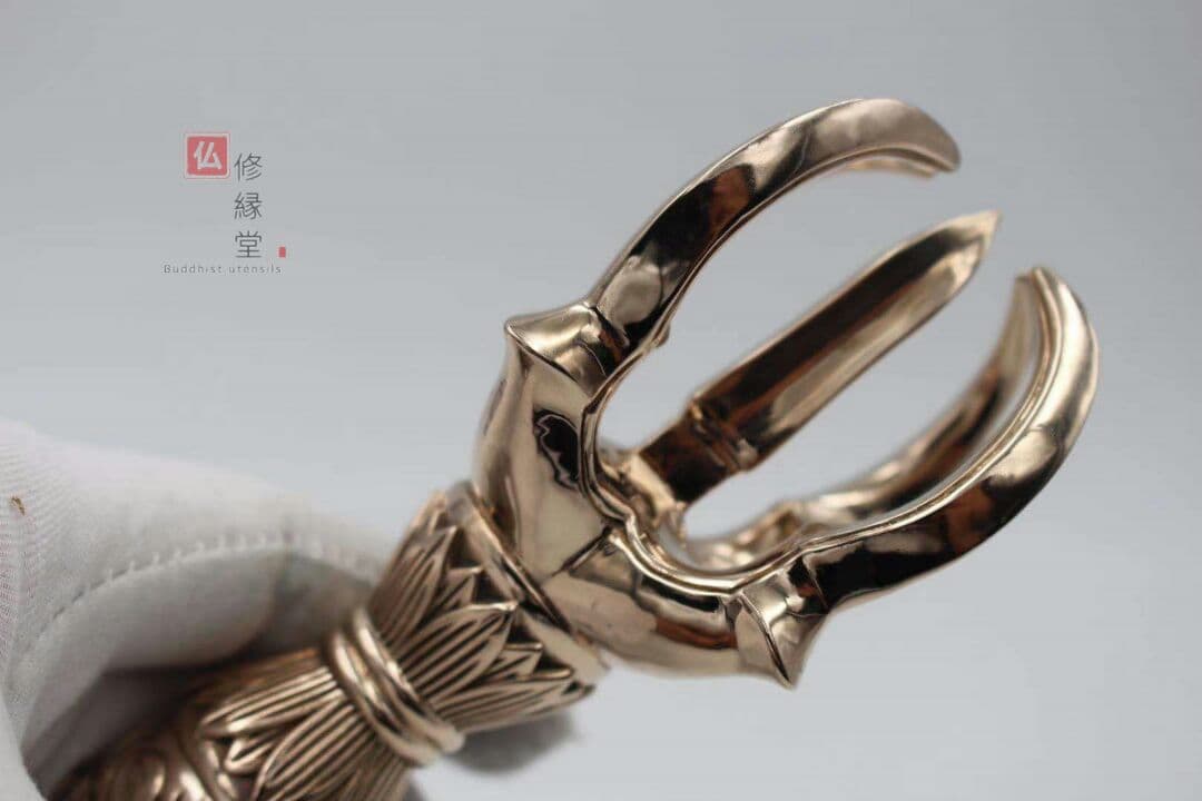 【修縁堂】仏教法具 真言宗 五鈷杵 金剛杵 増運 真鍮製 vajra 22cm