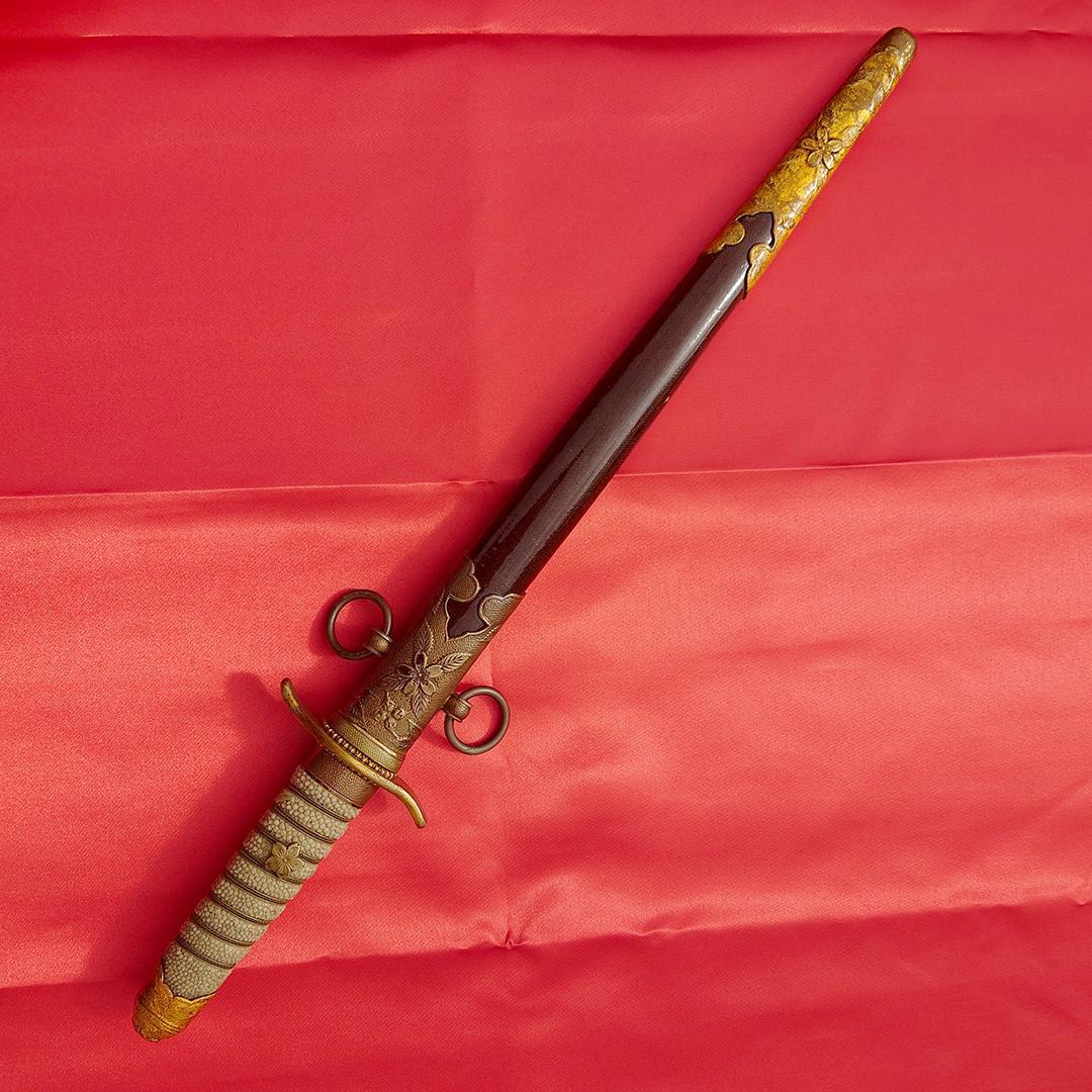 日本軍 海軍 短剣 赤鮫革研出鞘 当時物 リペア品 模造刀