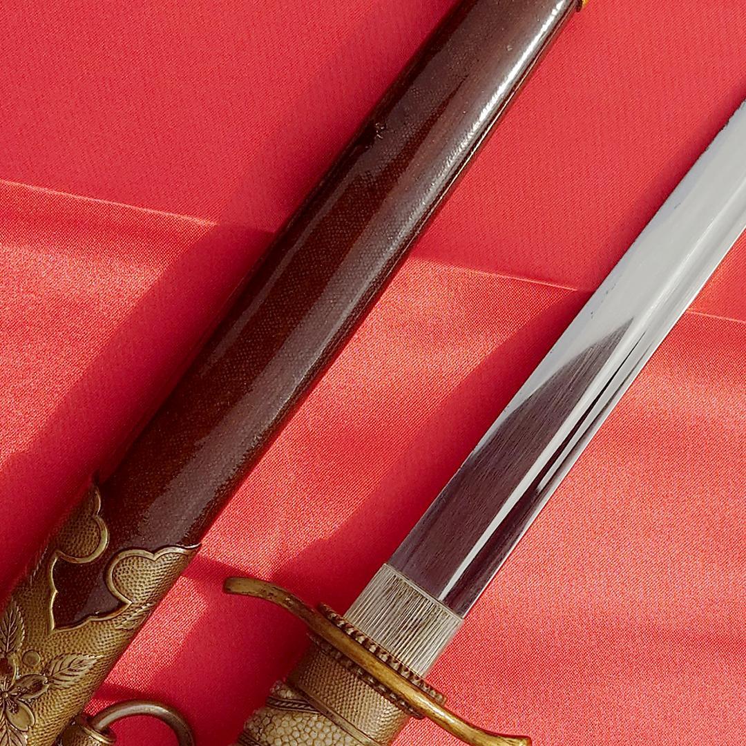 日本軍 海軍 短剣 赤鮫革研出鞘 当時物 リペア品 模造刀