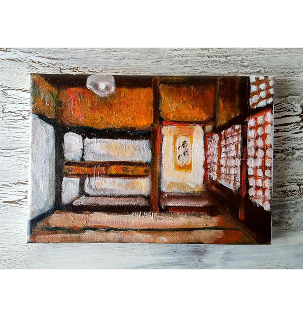 16×23㎝「小さな和室」油彩・原画・サムホール
