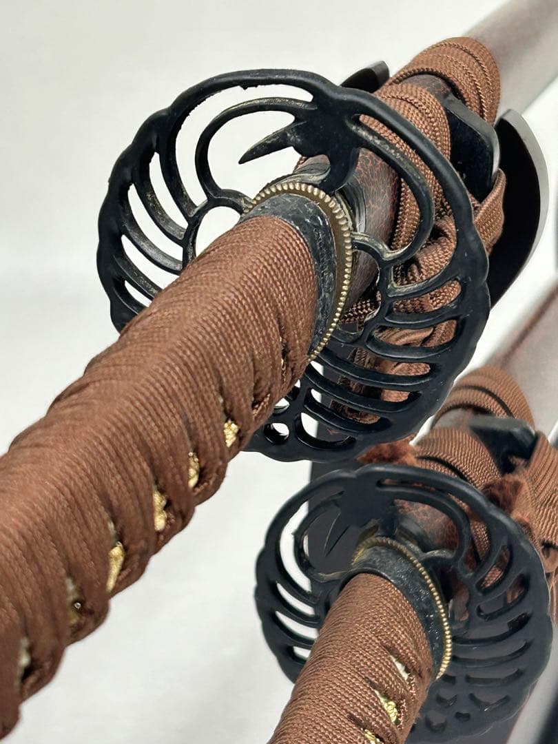 模造刀 刀 日本刀 武具 大小2本セット　鶴透かし鍔　美品 コレクション