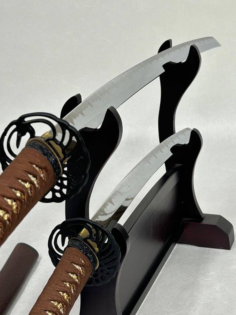 模造刀 刀 日本刀 武具 大小2本セット　鶴透かし鍔　美品 コレクション