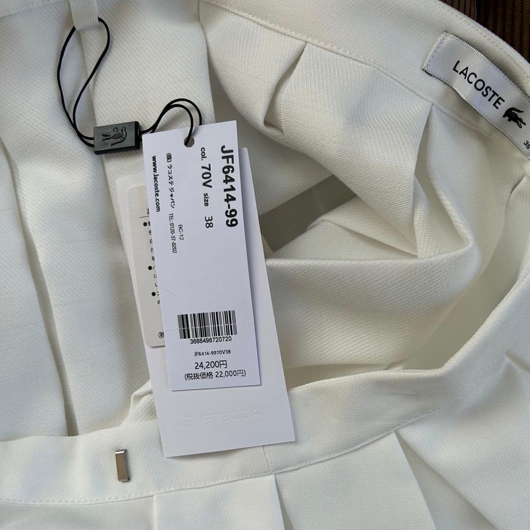 新品 ラコステ プリーツスカート テニス スコート LACOSTE 38 白