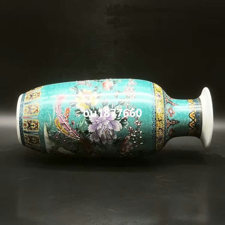 琺瑯彩藍地満工祥鳳来儀花瓶 景徳鎮 陶磁器 装飾品 現代工芸品 美術品 置物