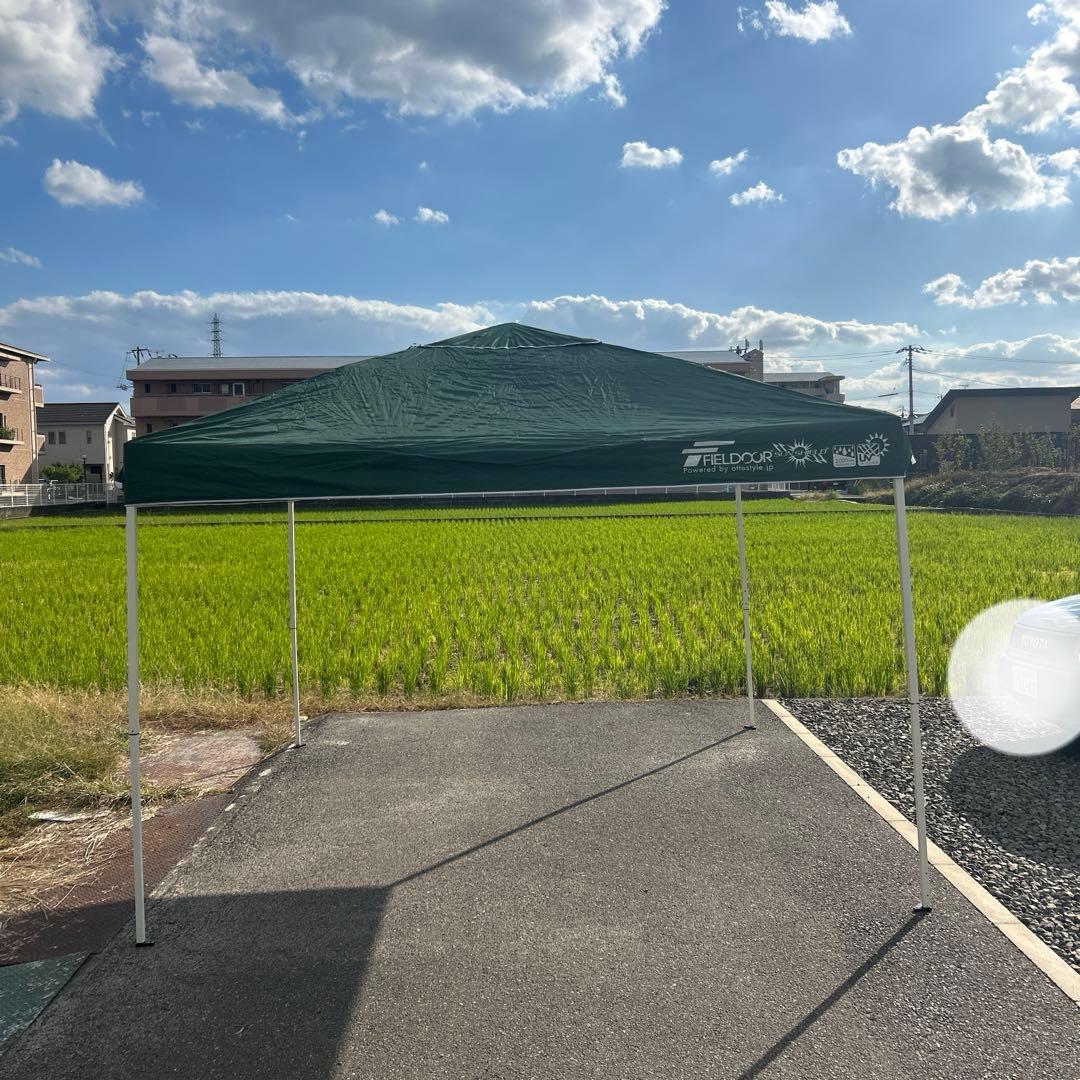 FIELDOOR タープ ワンタッチテント3mx3m グリーン　収納バッグ付