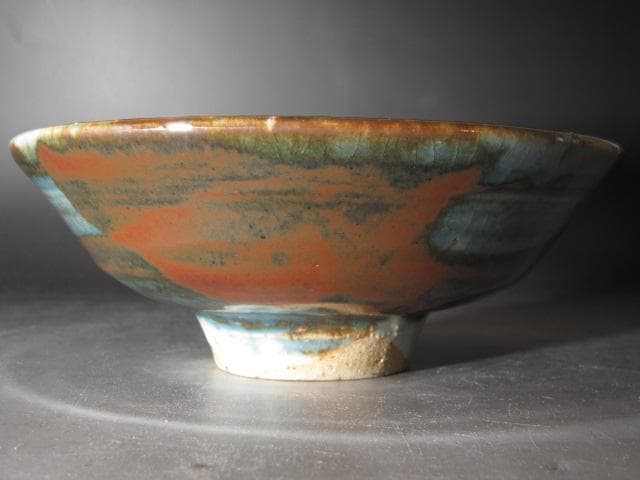 ★　河井寛次郎　辰砂茶碗　色の移ろいが美しい一品です★x495