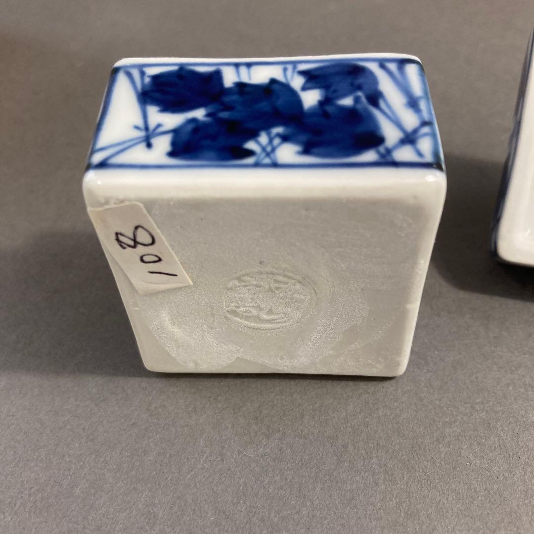 茶道具　香合　￼五山窯　染付　辻堂　香合　林淡幽　造　共箱　S116K