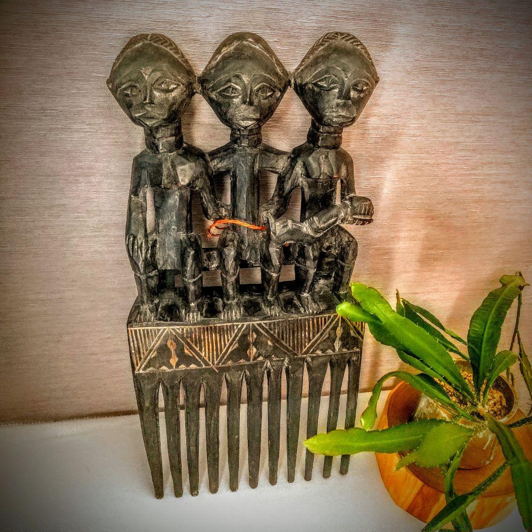 西アフリカ アシャンティ族　櫛　壁掛 Old African Trivalart