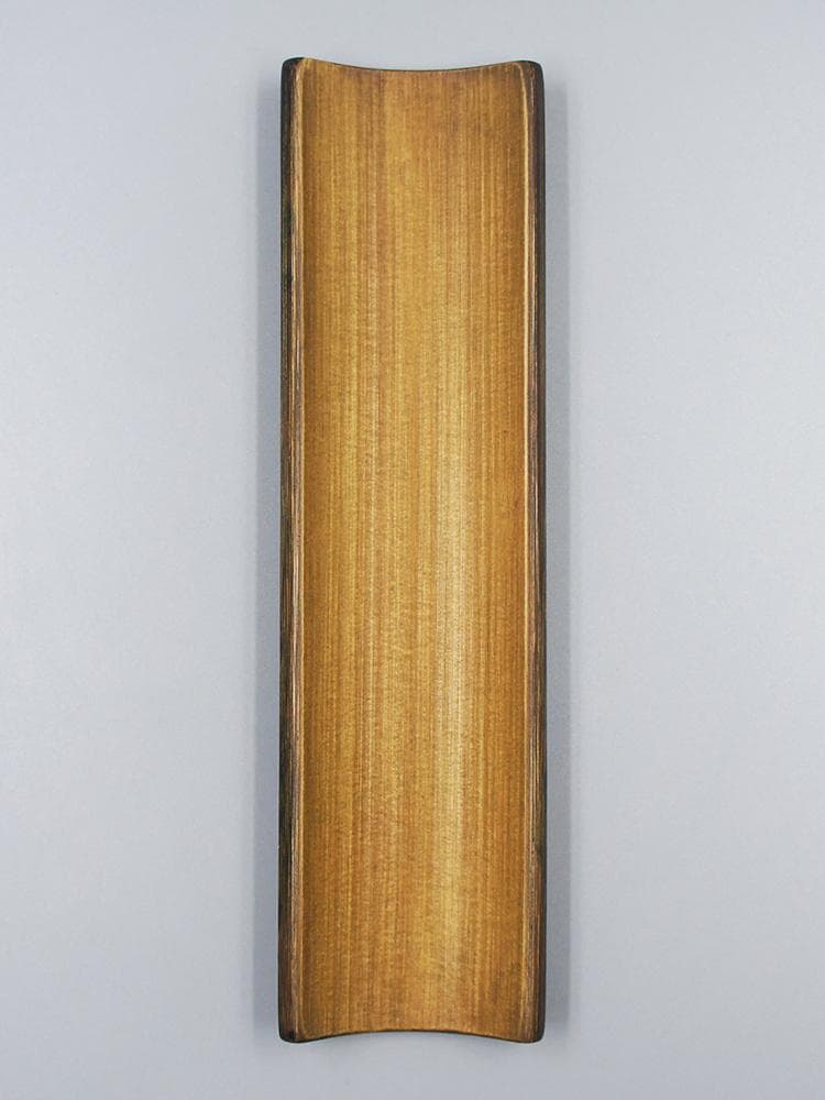 【竹】　★ 竹木 唐竹彫山水紋腕枕 ★　落款有　老松隠士 彫刻文様　文房珍玩