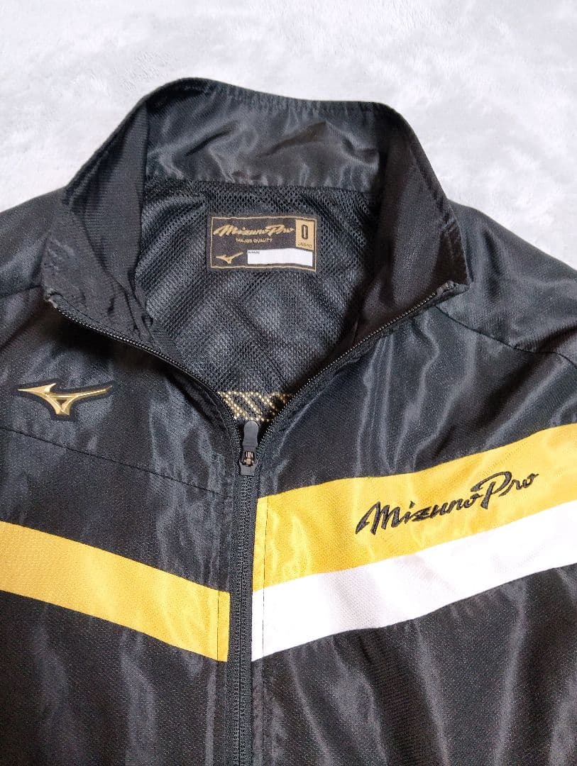 MizunoProミズノプロ ナイロンフルジッパー ジャケット 黒金Oサイズ上下