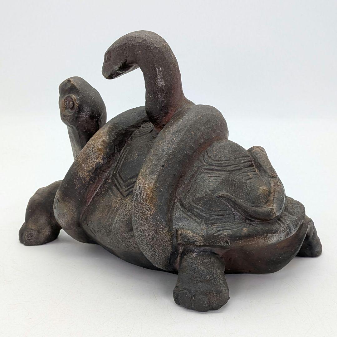 廬山窯 武用君彦 備前焼 干支置物「己巳」 共箱共布 巳年 亀蛇 ヘビ 在銘