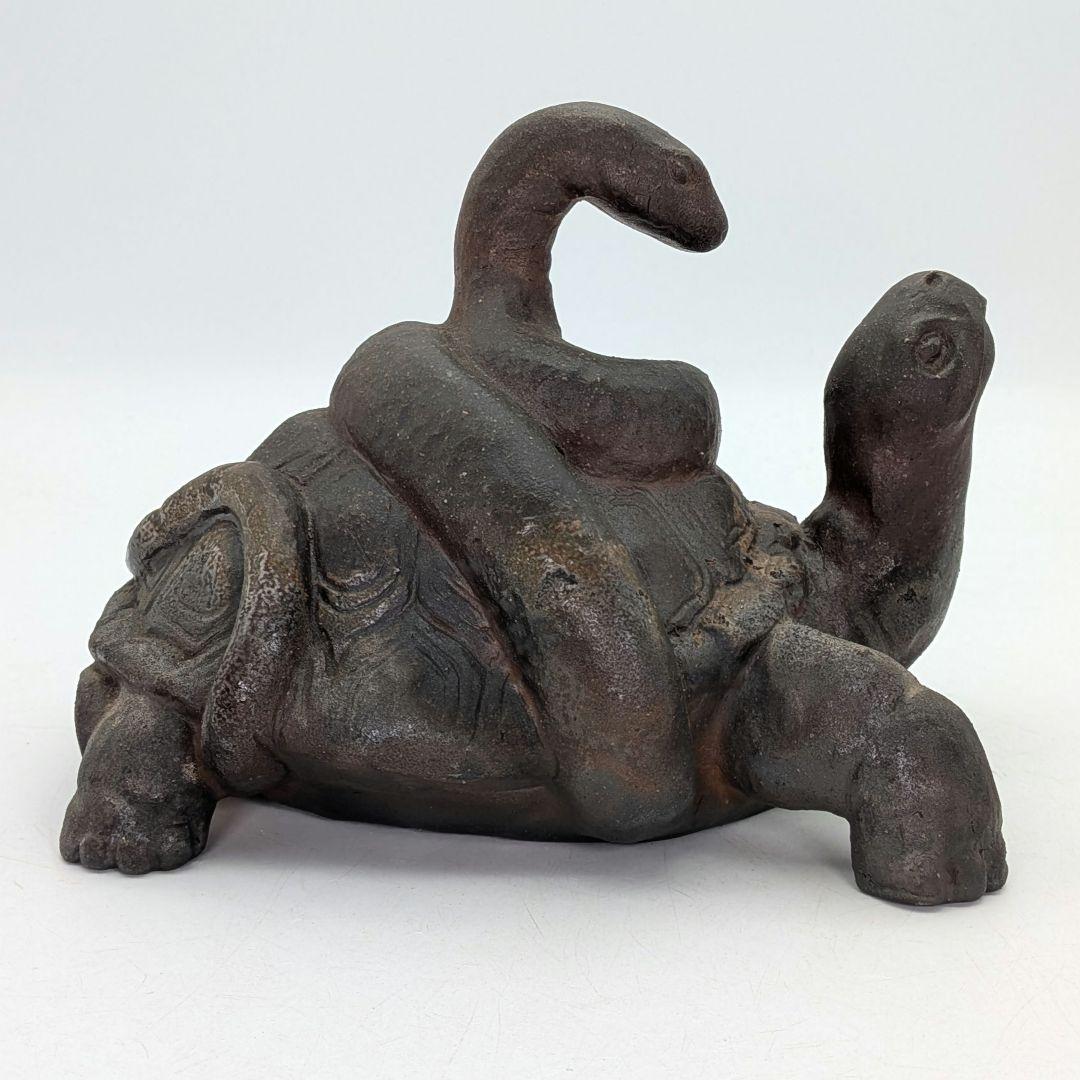 廬山窯 武用君彦 備前焼 干支置物「己巳」 共箱共布 巳年 亀蛇 ヘビ 在銘