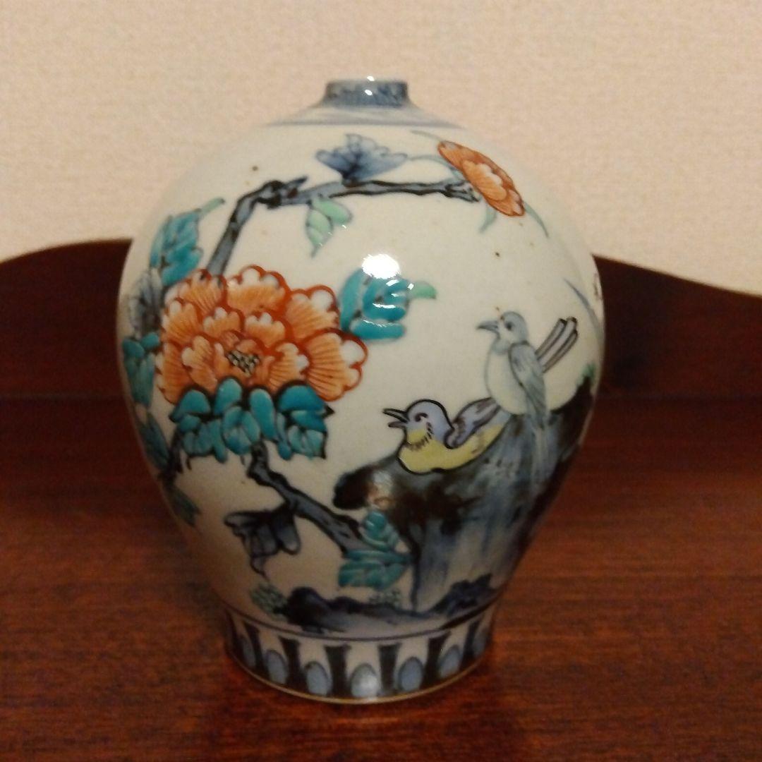 染錦花鳥文つぼ　　六代佐藤走波作